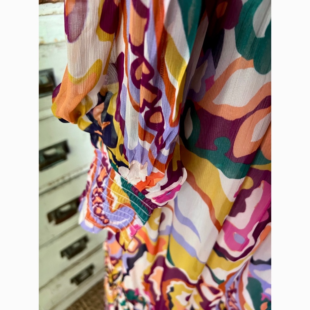 Anthropologie Odetta V-Neck Ruffle Maxi Dress M - Picture 8 of 16